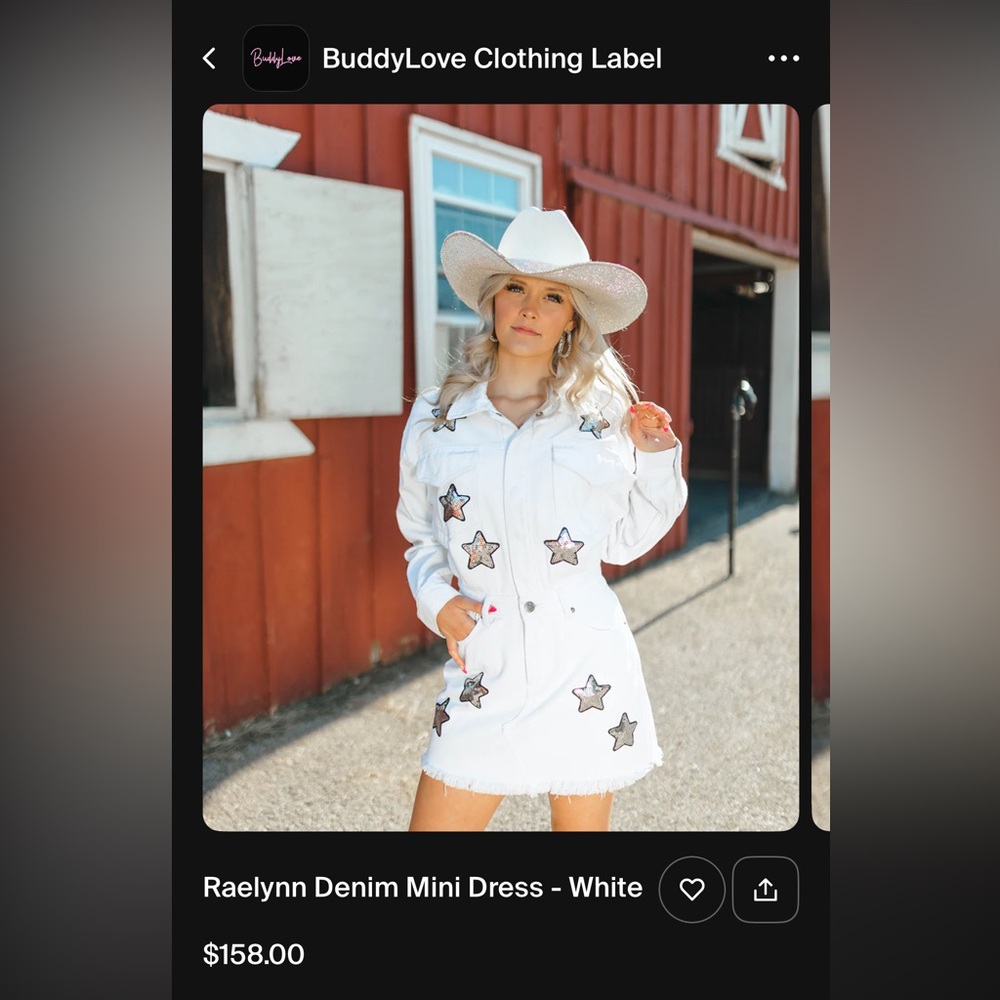 BuddyLove white sequin star denim dress